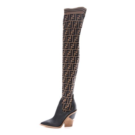 fendi crocodile boots black|fendi thigh high sock boots.